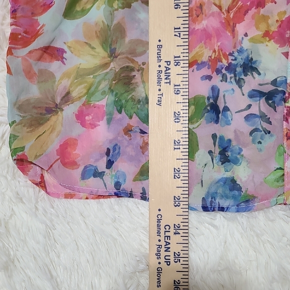 ZARA Women's Floral Chiffon Blouse - Pink and Green - Size Large - Picture 8 of 15